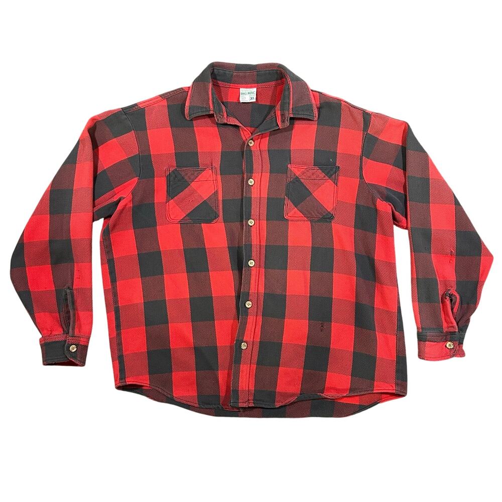 Vintage Big Mac Buffalo Plaid Shirt Men’s XLT Flannel USA Made Distressed Tall